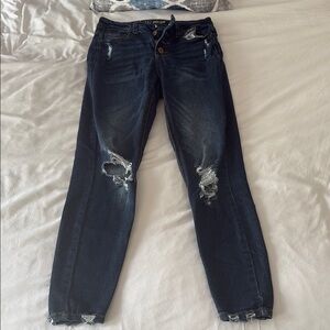 NOBO Dark Blue Distressed Skinny Jeans